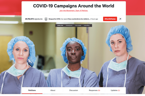 Global covid movement Change.org page