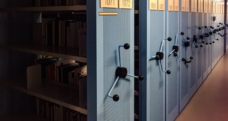 Archive shelves in Dresden, Germany