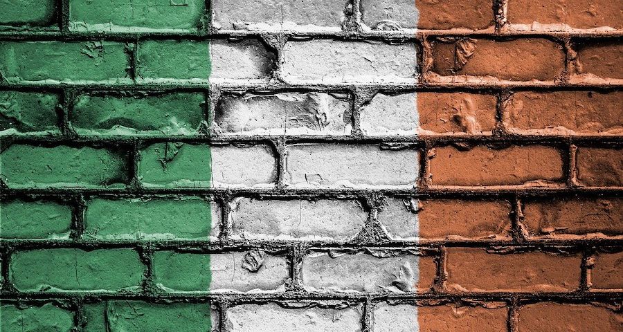 Irish flag colours on brick wall
