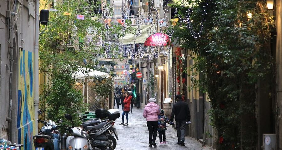 A street scene in Naples