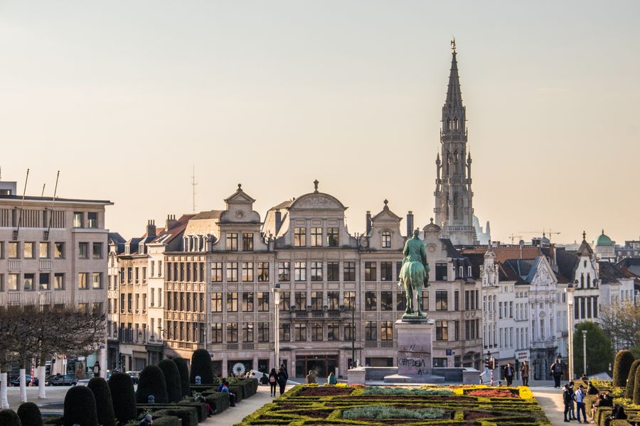 a view of Brussels with a church and a formal garden. Photo by Petar Starčević