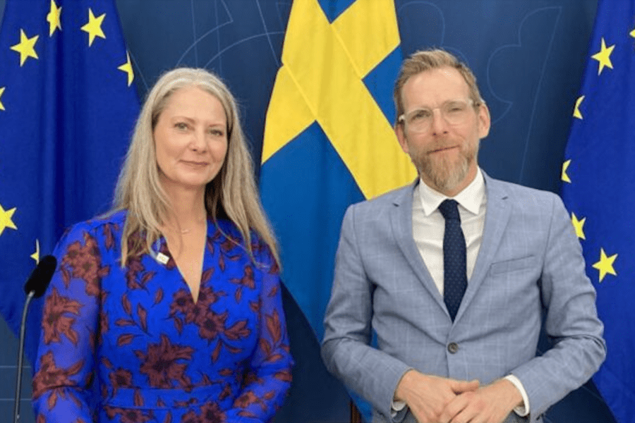 Charlotte Rydh and Sweden’s Minister of Social Affairs Jakob Forssmed