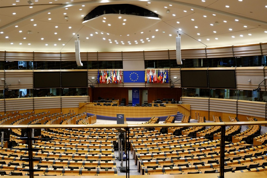 The interior of the European Parliament building. By Jonas Horsch on Pexels