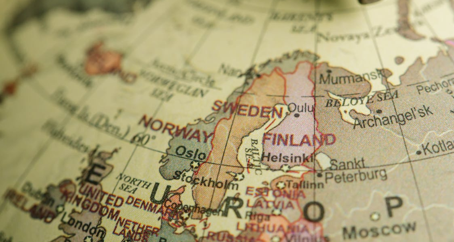 Nordic countries on a globe by Lara Jameson via Pexels