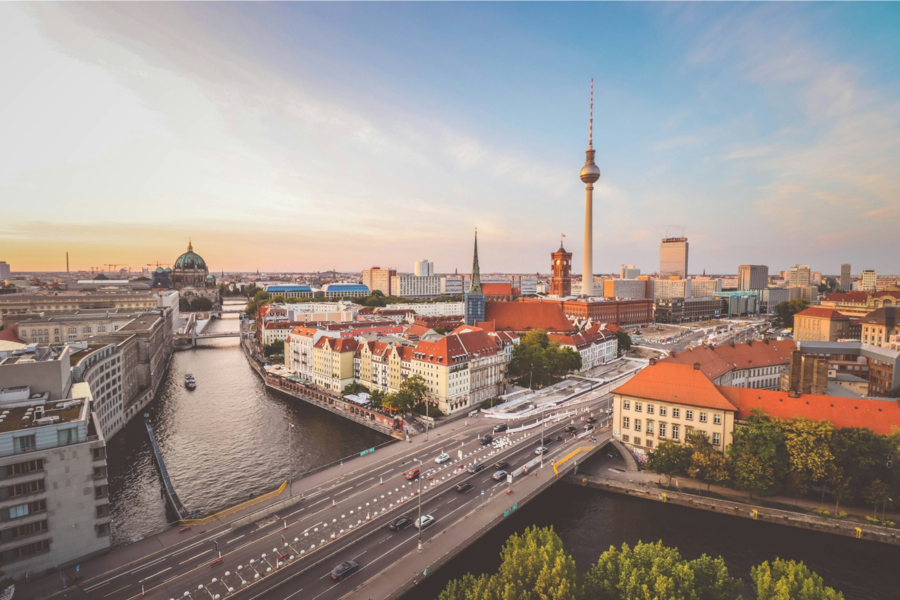 A view across Berlin as the sun sets. By Florian Wehde on Unsplash
