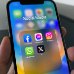 Social media icons on a phone