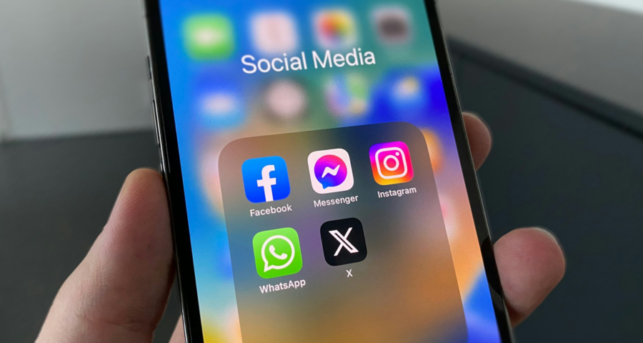 Social media icons on a phone