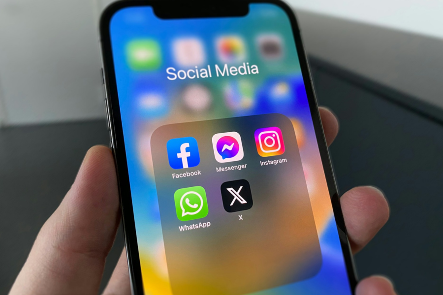 Social media icons on a phone
