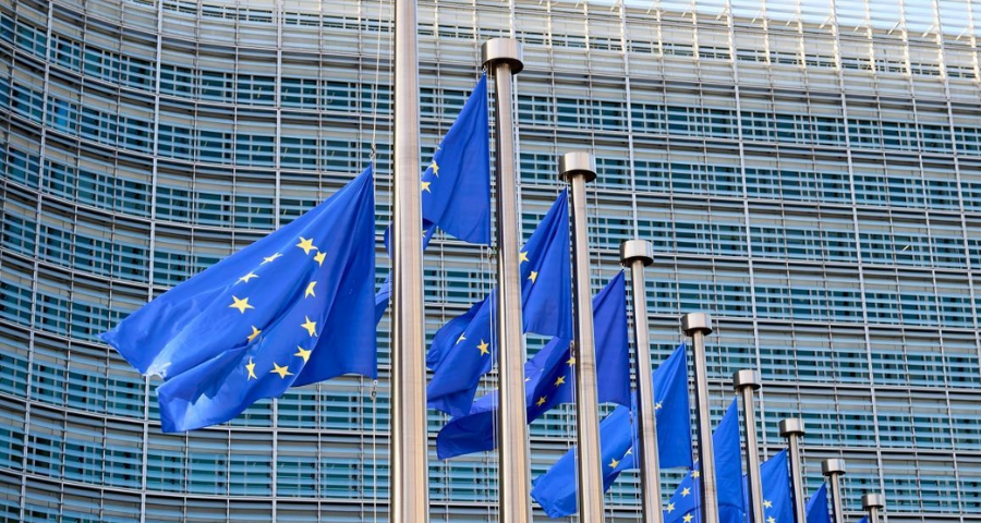 EU flags outside the European Commission building. Copyright: European Commission 2026