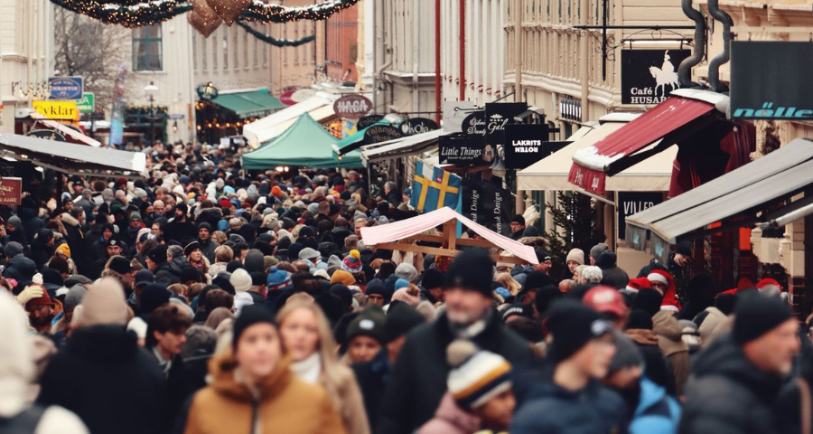 A crowded street scene in Sweden. Efrem Efre via Pexels