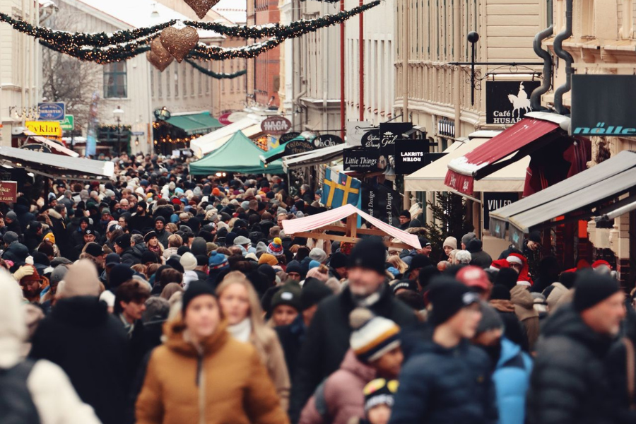 A crowded street scene in Sweden. Efrem Efre via Pexels