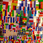 Rows of flags from a multitude of countries