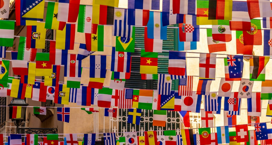 Rows of flags from a multitude of countries
