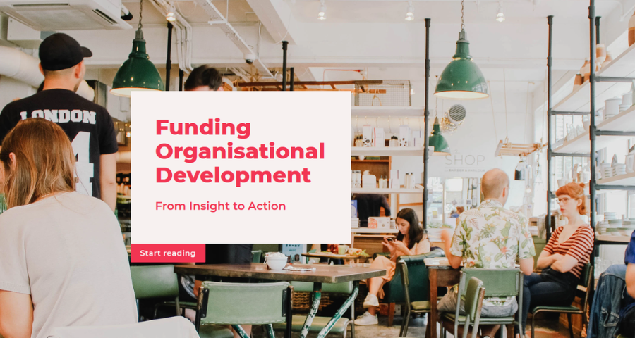 The cover image from a report by Philea on funding organisational development