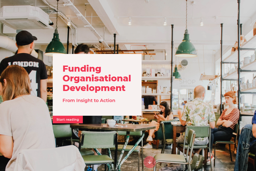 The cover image from a report by Philea on funding organisational development